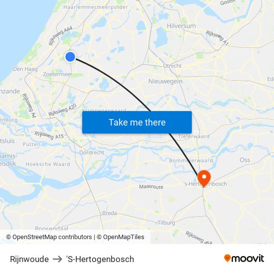 Rijnwoude to 'S-Hertogenbosch map
