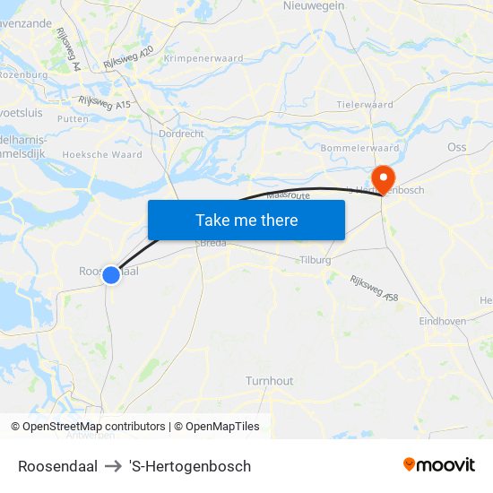 Roosendaal to 'S-Hertogenbosch map