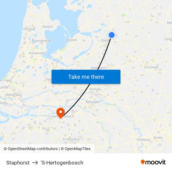 Staphorst to 'S-Hertogenbosch map