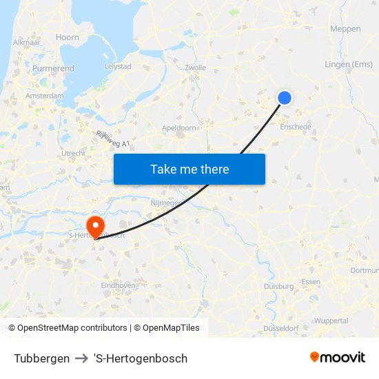Tubbergen to 'S-Hertogenbosch map