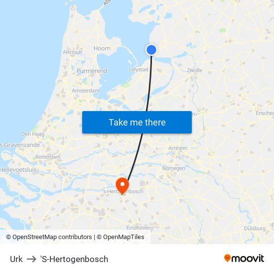 Urk to 'S-Hertogenbosch map