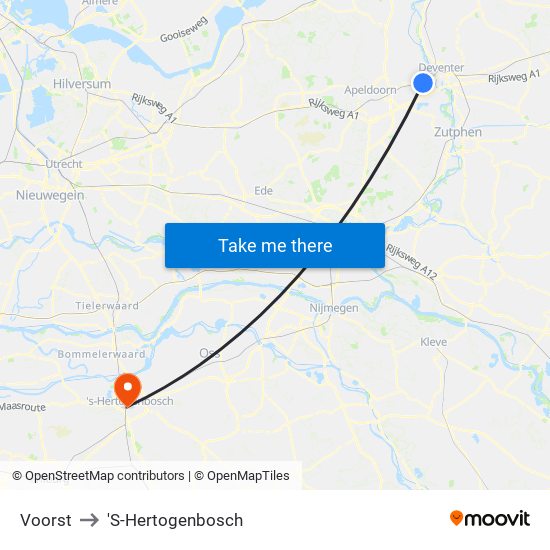 Voorst to 'S-Hertogenbosch map