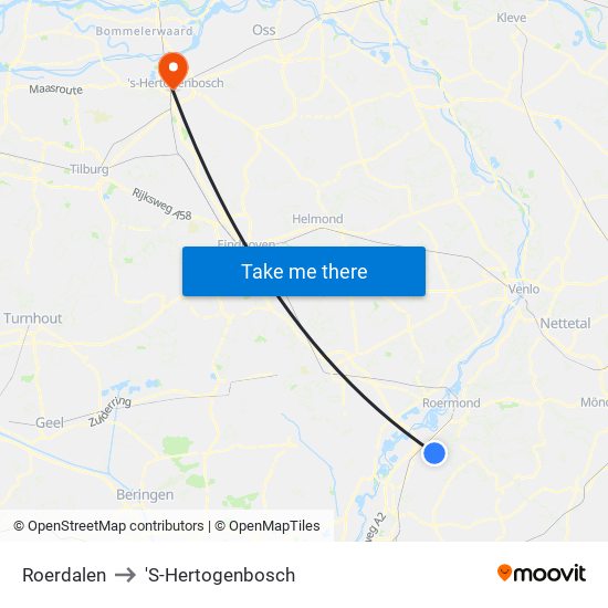 Roerdalen to 'S-Hertogenbosch map