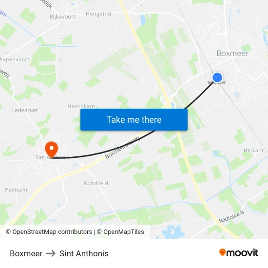 Boxmeer to Sint Anthonis map