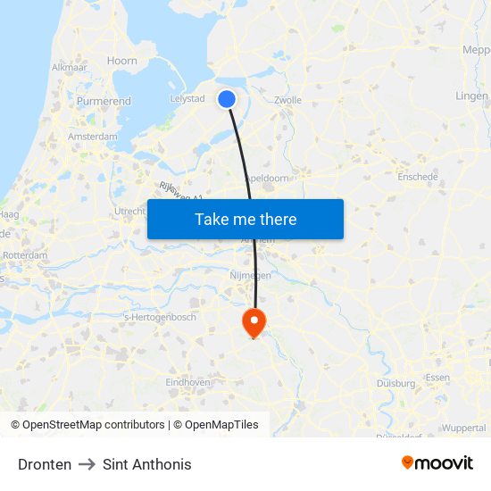 Dronten to Sint Anthonis map