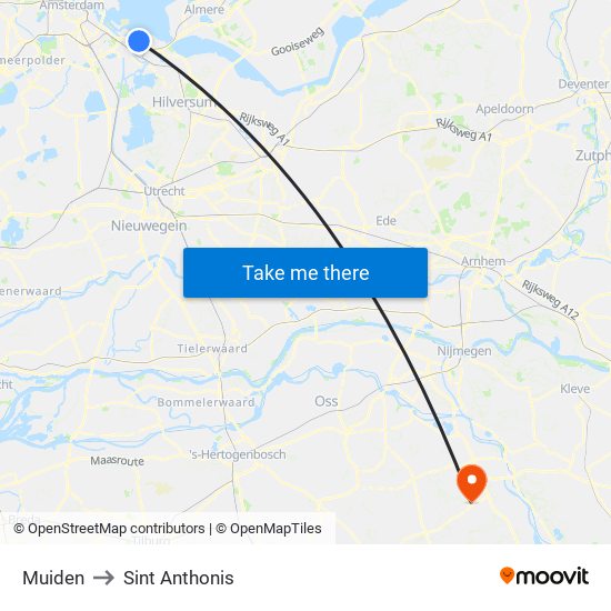 Muiden to Sint Anthonis map