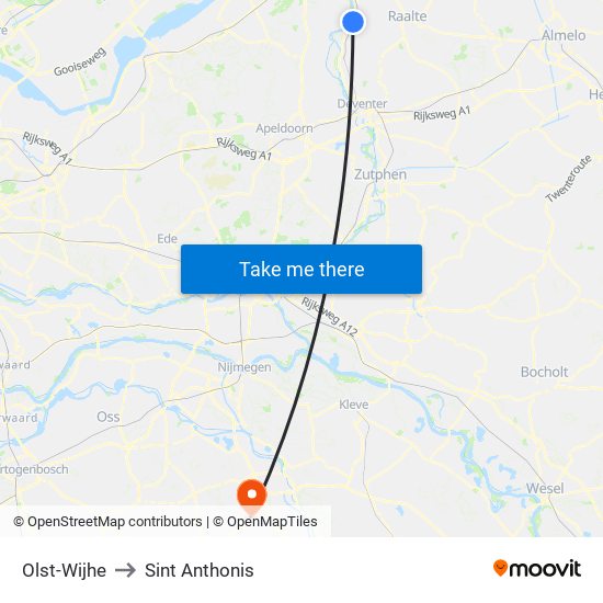 Olst-Wijhe to Sint Anthonis map
