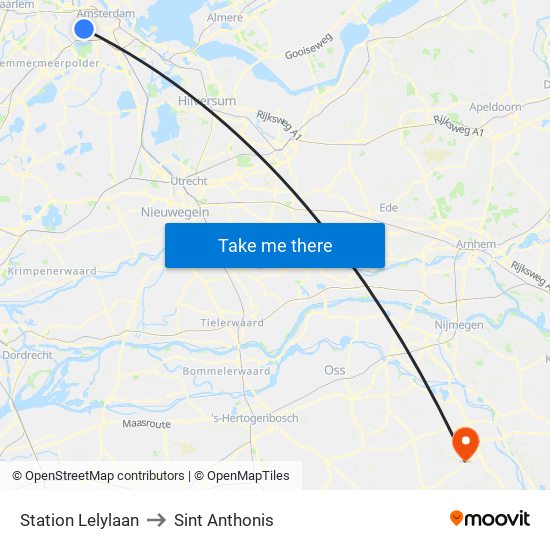 Station Lelylaan to Sint Anthonis map