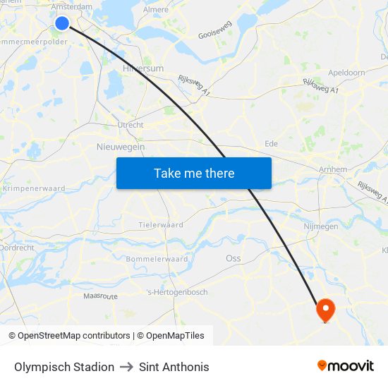 Olympisch Stadion to Sint Anthonis map