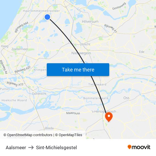 Aalsmeer to Sint-Michielsgestel map