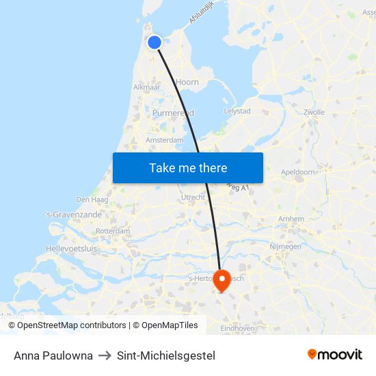 Anna Paulowna to Sint-Michielsgestel map