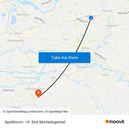 Apeldoorn to Sint-Michielsgestel map