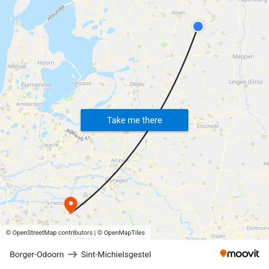 Borger-Odoorn to Sint-Michielsgestel map