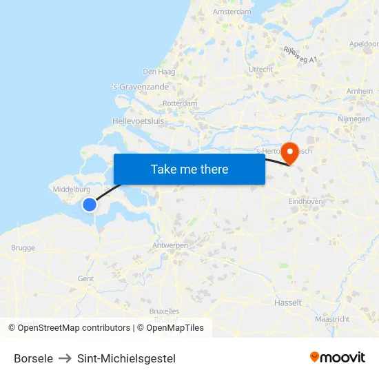 Borsele to Sint-Michielsgestel map