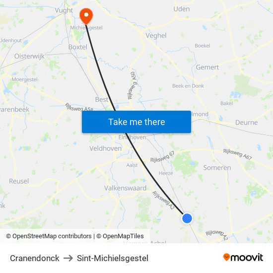 Cranendonck to Sint-Michielsgestel map