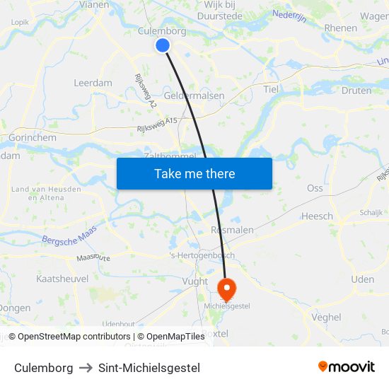 Culemborg to Sint-Michielsgestel map