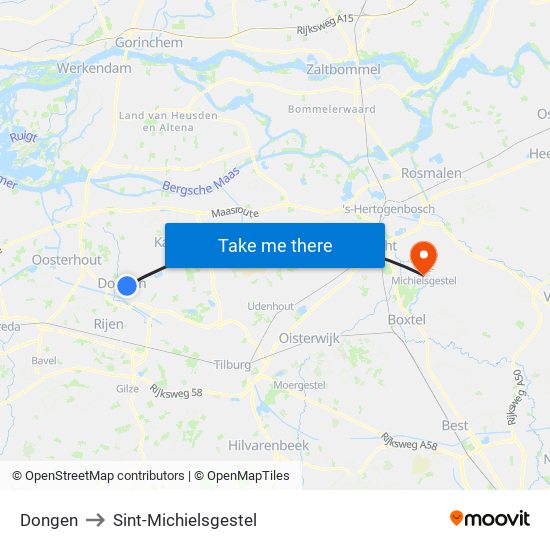 Dongen to Sint-Michielsgestel map
