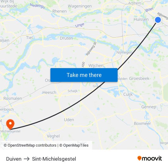 Duiven to Sint-Michielsgestel map