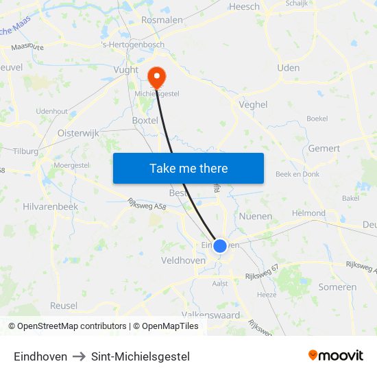 Eindhoven to Sint-Michielsgestel map