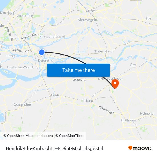 Hendrik-Ido-Ambacht to Sint-Michielsgestel map