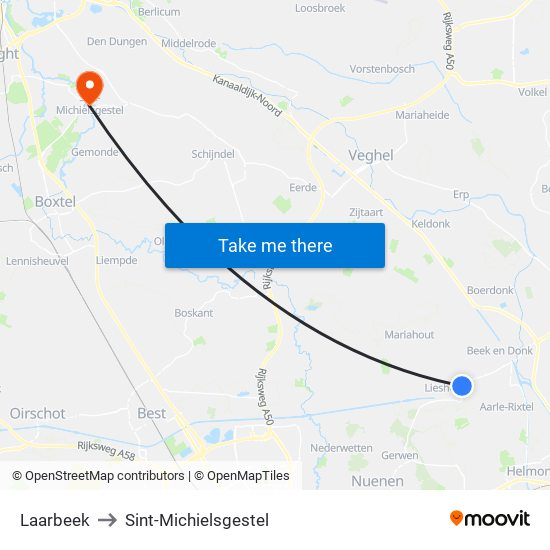 Laarbeek to Sint-Michielsgestel map