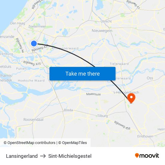 Lansingerland to Sint-Michielsgestel map