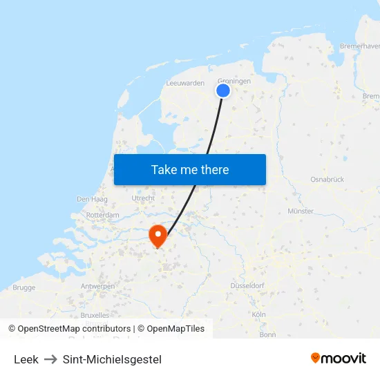 Leek to Sint-Michielsgestel map
