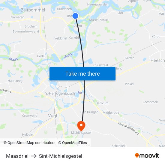 Maasdriel to Sint-Michielsgestel map