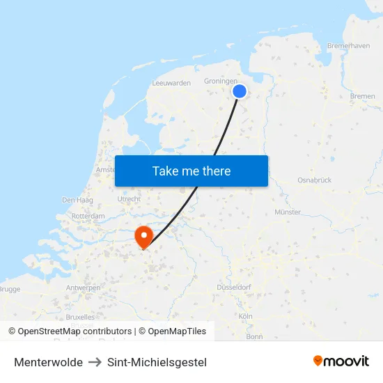 Menterwolde to Sint-Michielsgestel map