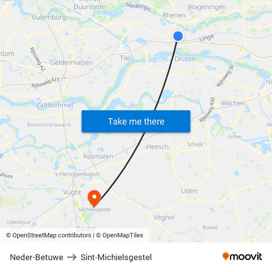 Neder-Betuwe to Sint-Michielsgestel map