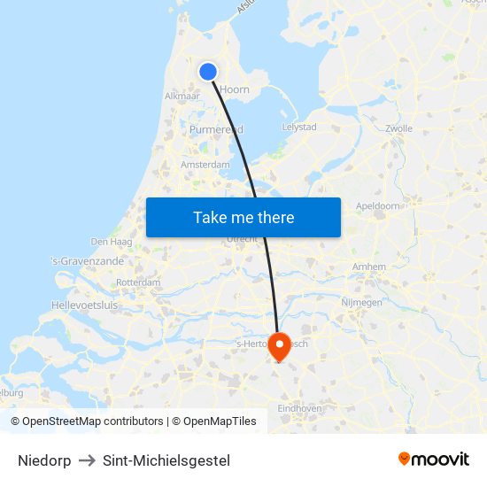 Niedorp to Sint-Michielsgestel map