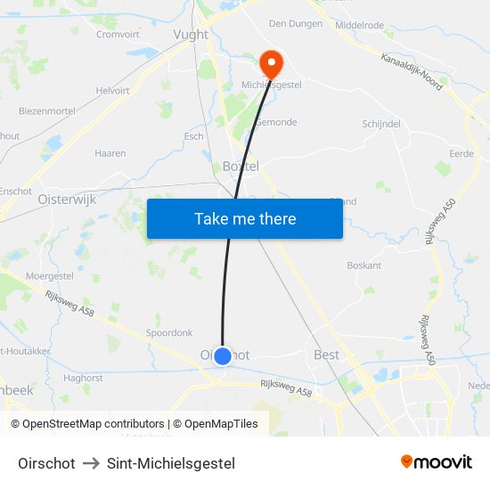 Oirschot to Sint-Michielsgestel map