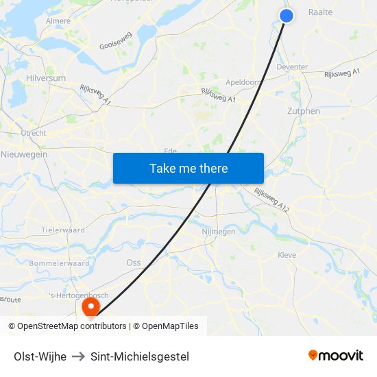 Olst-Wijhe to Sint-Michielsgestel map