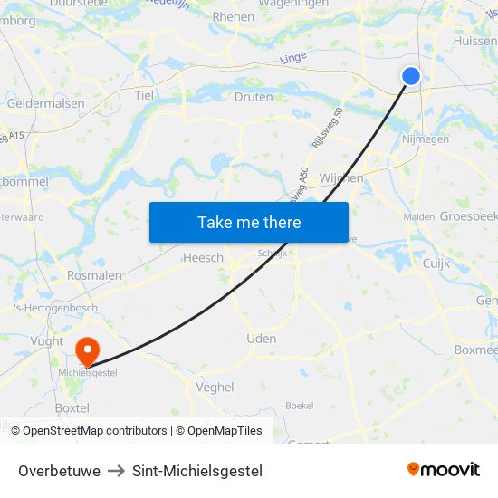 Overbetuwe to Sint-Michielsgestel map