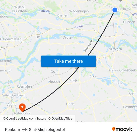 Renkum to Sint-Michielsgestel map