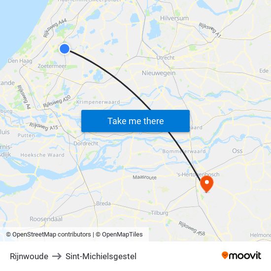 Rijnwoude to Sint-Michielsgestel map