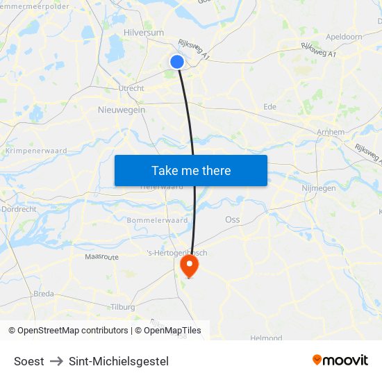 Soest to Sint-Michielsgestel map