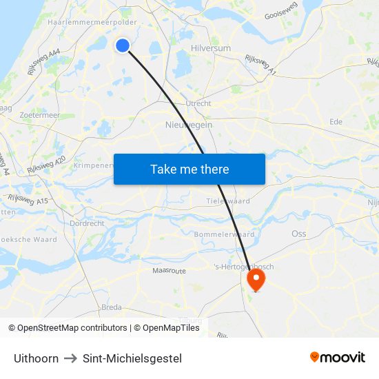 Uithoorn to Sint-Michielsgestel map