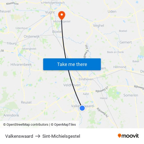 Valkenswaard to Sint-Michielsgestel map