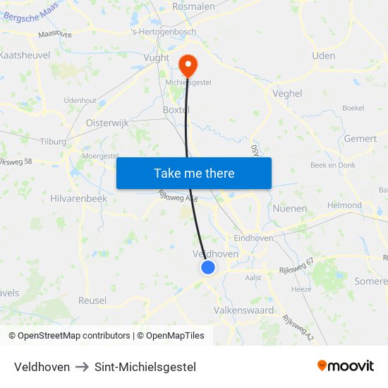 Veldhoven to Sint-Michielsgestel map