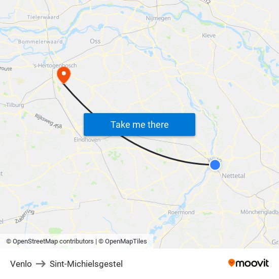 Venlo to Sint-Michielsgestel map