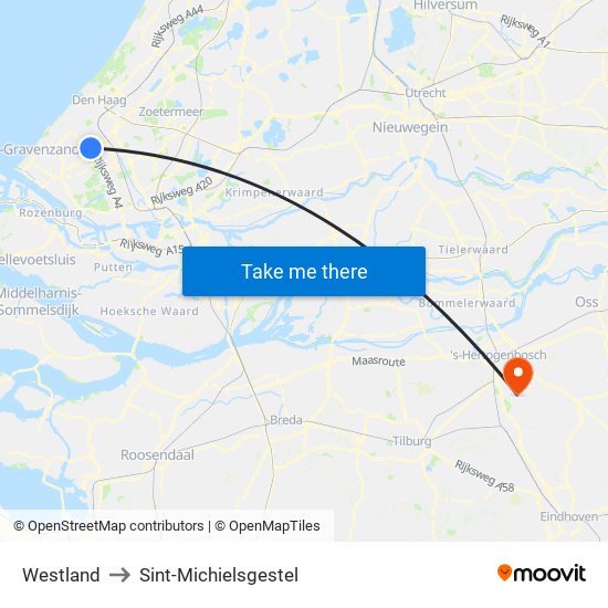 Westland to Sint-Michielsgestel map
