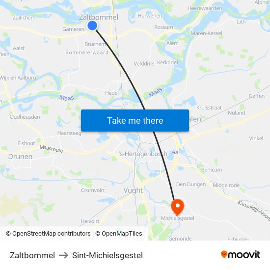 Zaltbommel to Sint-Michielsgestel map