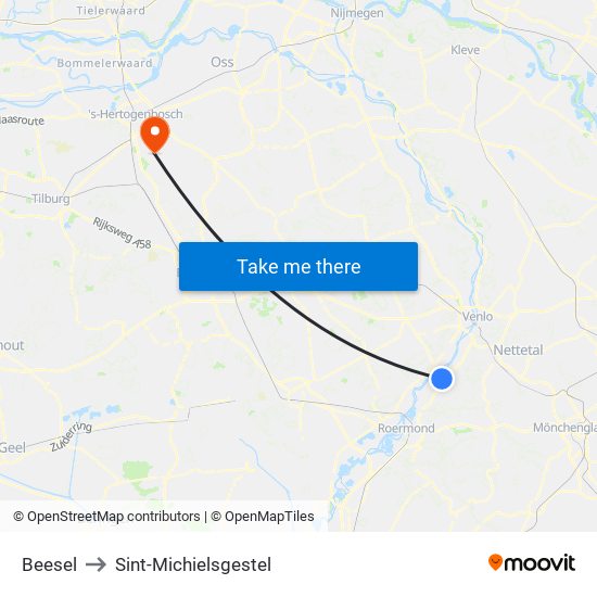 Beesel to Sint-Michielsgestel map