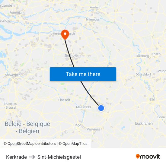 Kerkrade to Sint-Michielsgestel map