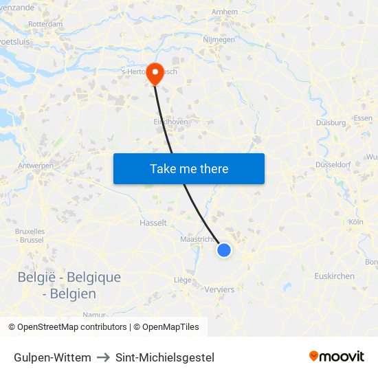 Gulpen-Wittem to Sint-Michielsgestel map