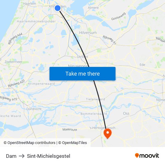 Dam to Sint-Michielsgestel map