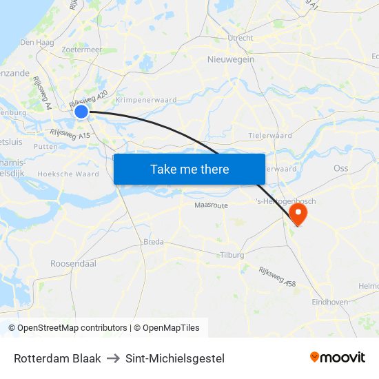 Rotterdam Blaak to Sint-Michielsgestel map