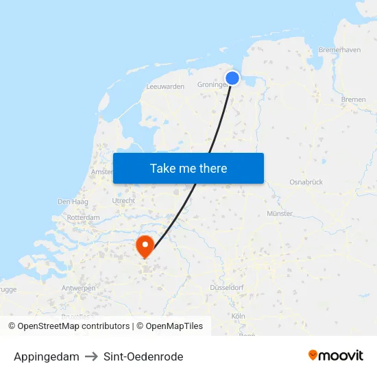 Appingedam to Sint-Oedenrode map
