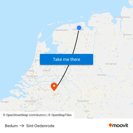 Bedum to Sint-Oedenrode map